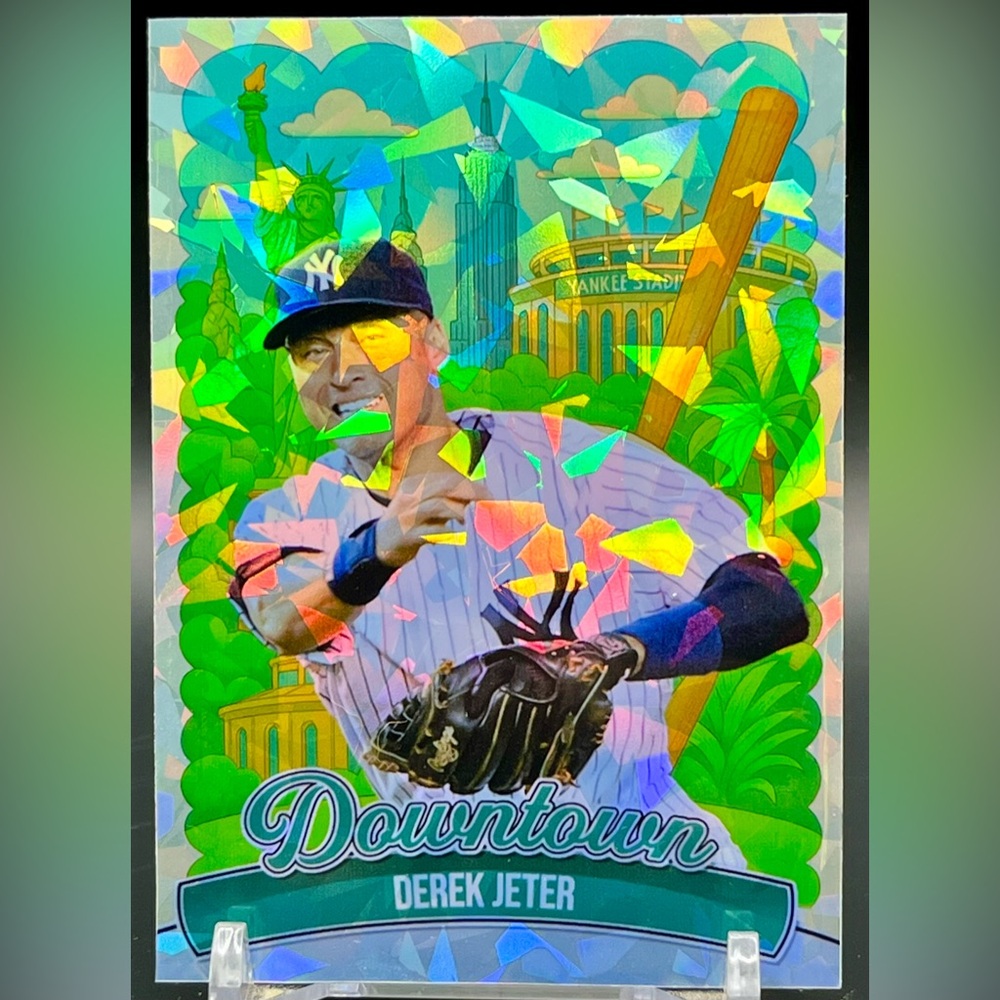 Derek Jeter Cracked Ice Holographic Custom Downtown Trading Card NY Yankees